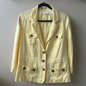 Chico's Yellow Safari/Utility Linen Blazer- Size 2